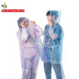 {COMBO 10 BỘ - QUÁ RẺ } Bộ quần áo mưa nilon tiện ích cho người lớn trẻ em, áo mưa tiện lợi