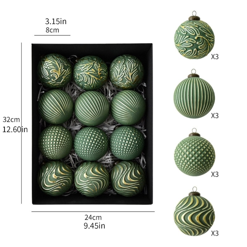 VIC 12 Chiếc Giáng Sinh Baubles Trang Trí 8cm Cho Đám Cưới Mùa Đông Ngày Lễ Trang Trí Tiệc Cây Giáng Sinh Treo Trang Trí