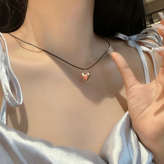 Vòng cổ tình yêu màu trơn Hàn Quốc, phù hợp hàng ngày và dây chuyền xương đòn, không gây dị ứng