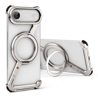 [JLK] Ốp Điện Thoại Kim Loại Không Khung Cho iPhone 17 Air / 17 Pro / Pro Max Có Chân Đế 360° Ốp lưng chống sốc bảo vệ từ tính xoay được