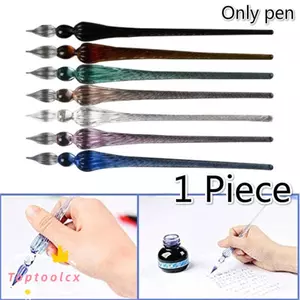 TOPTOOLCX 1 Bút nhúng thủy tinh Nghệ thuật Chữ ký Thư pháp Viết mực nạp