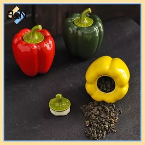 Bình trà gốm sứ B & N Chili Bình lưu trữ nhỏ Cá nhân Sáng tạo Trang trí nhà cửa Hộp lưu trữ kín.