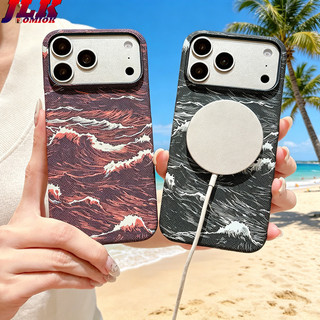 [JLK] Ốp từ tính họa tiết Kevlar bằng sợi Carbon sóng biển sang trọng mùa hè cho iPhone 17 Air 16 15 14 Plus 13 12 11 Pro Max Ốp lưng cứng điện thoại chống sốc
