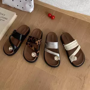 TT Khóa Kim Loại Flip-Flops Flip-Flops Giày Nữ Mùa Hè Tất Cả Trận Đấu Dày-So