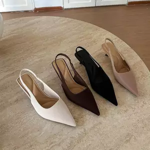 TT Sandal Nữ Mũi Nhọn Giày Công Sở Giữa Dây Đeo Sau Phù Hợp Với Sang Trọng Giày Đơn Xuân Hè