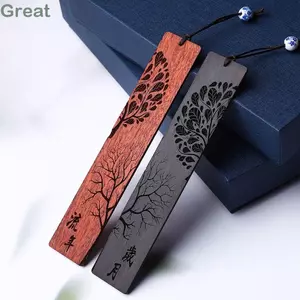 Dấu trang bằng gỗ TUYỆT VỜI, Kẹp sách bằng gỗ màu đỏ đen, Văn phòng phẩm học tập Đồ dùng văn phòng cổ điển
