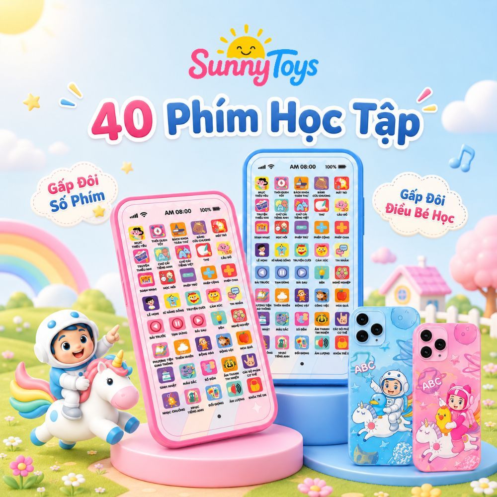 Điện Thoại Đồ Chơi 40 Phím SunnyToys - Bé Bấm Học Chữ, Số, Tiếng Anh Và Nghe Nhạc
