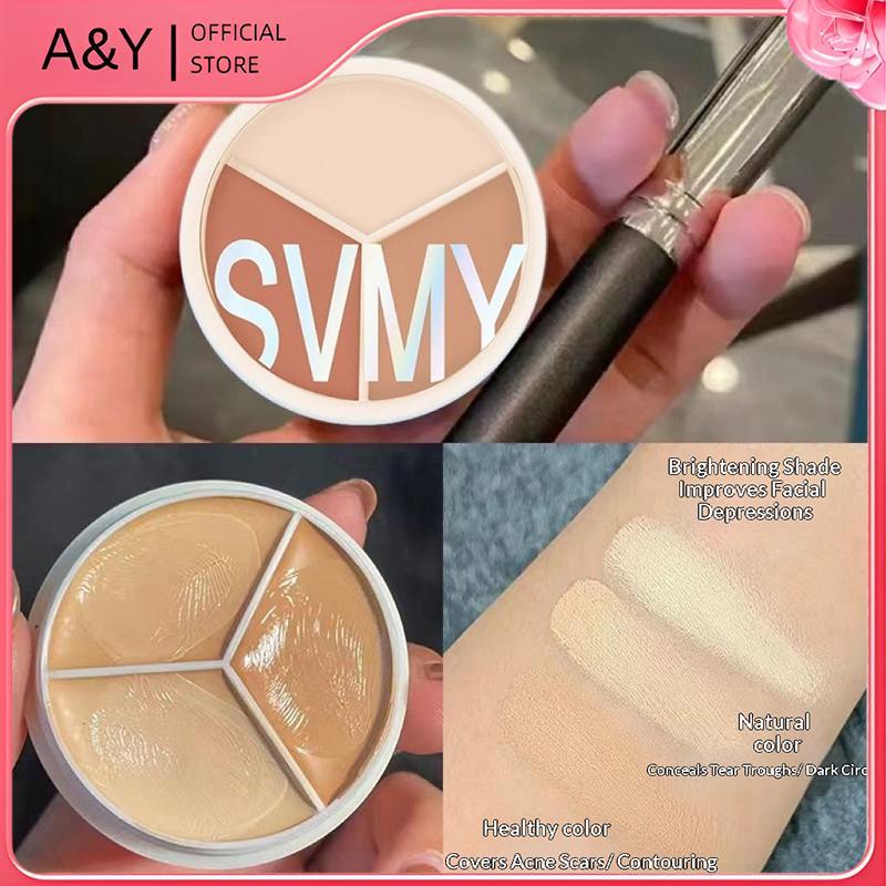 A & Y SVMY Kem che khuyết điểm ba màu che mặt và vết thâm che phủ hiệu quả quầng thâm chống thấm nước lâu trôi và tự nhiên.