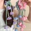 PNPIA- Lily Of The Valley & Tulips Floral Sccrunchie Hair Tie With Dangling Ribbon Accents - Phụ kiện tóc Ethereal dành cho nữ