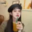 KUZHEN Nữ Thời Trang Vintage Thanh Lịch Dây Xích Kim Loại Da Hình Bát Giác Mũ Nồi Nữ Vintage Màu Trơn Mũ Nồi HOT