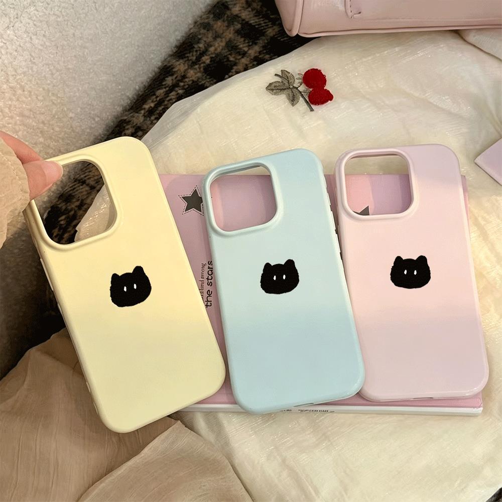 Mèo đen đơn giản phù hợp với vỏ kẹo dẻo mặt sáng 17/16, 13/14/15