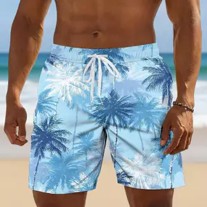 Quần short đi biển dáng rộng họa tiết cây cọ nhiệt đới in 3D dành cho nam mùa hè Hawaii Surf