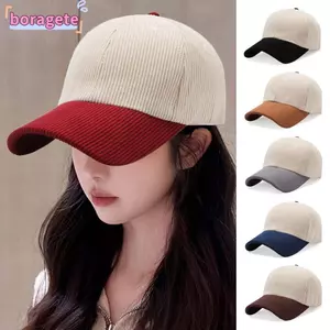 Mũ bóng chày BORAGETE, Mũ vải nhung chống nắng đa năng, Thiết kế màu sắc chắp vá thời trang che nắng nhung Mũ thường ngày cho bé gái