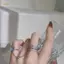 PNPIA- Sel Bướm Dây Xích Nhẫn Nữ Bé Gái Sáng Bóng Kim Cương Giả Zircon Nhiều Lớp Mở Nhẫn Bộ Punk Trang Sức Thời Trang