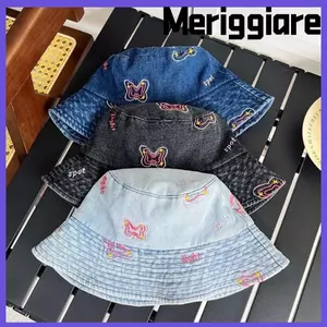 Mũ xô Cotton MERIGGIARE, Mũ Panama chống nắng nhiều màu Unisex, Sunbonnet vải mùa hè màu trơn