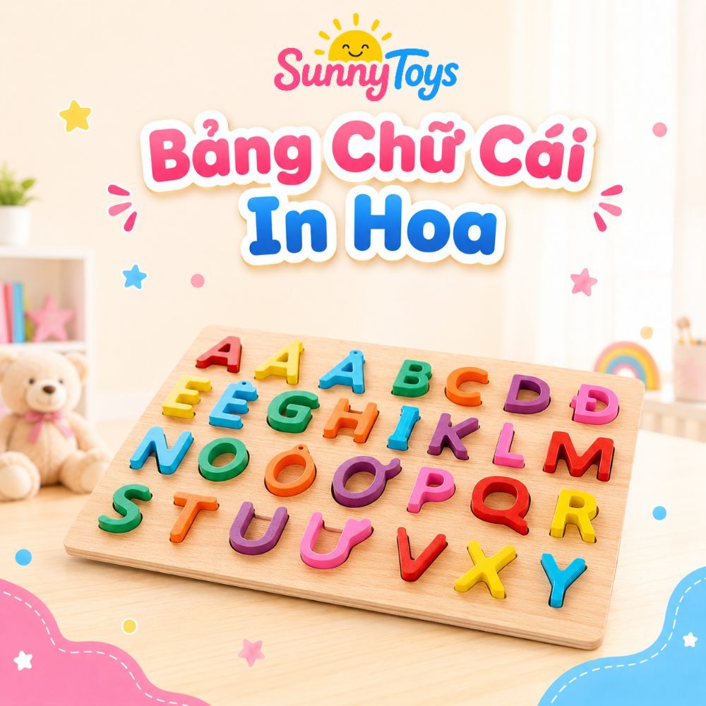 Bảng Ghép Chữ Số Gỗ Nổi SunnyToys - Bé Học Tiếng Việt Và Đếm Số Qua Trò Chơi