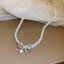 Phong Cách Mới Cubic Zirconia Kẻ Sọc Nơ Thắt Giả Ngọc Trai Vòng Cổ Nữ Thời Trang Sang Trọng Món Quà Trang Sức AMS8