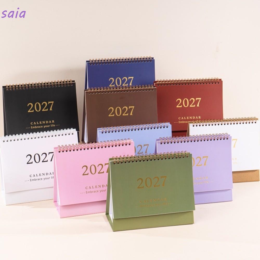 SAIA 2027 Lịch để bàn, Lịch để bàn di động đứng, Ghi nhớ có thể ghi lại Trang trí bàn kế hoạch học thuật có thể gập lại