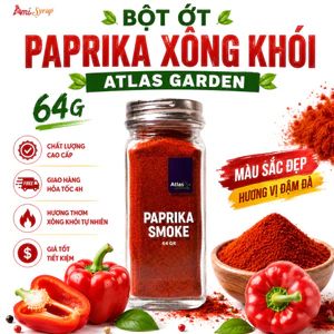 Bột Ớt Paprika Xông Khói Atlas Garden Lọ 64g, Gia Vị Tạo Hương Vị Đặc Trung Cho Mọi Món Ăn
