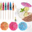PWSSEND 100 Chiếc Cocktail Picks, Gậy Gỗ Ô Giấy Áo Ô Dù Chọn, Tre Chất Lượng Cao Nhiều Màu Sắc Phong Cách Tiệc Tre Tăm Trang Trí Bánh