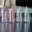Bình Nước Kawaii Tumbler Thẩm Mỹ Cho Đá Cà Phê Nước ép Trà Nơ Dễ Thương Cốc Nhựa Có Nắp Ống Hút Chai Uống Di Động MỚI
