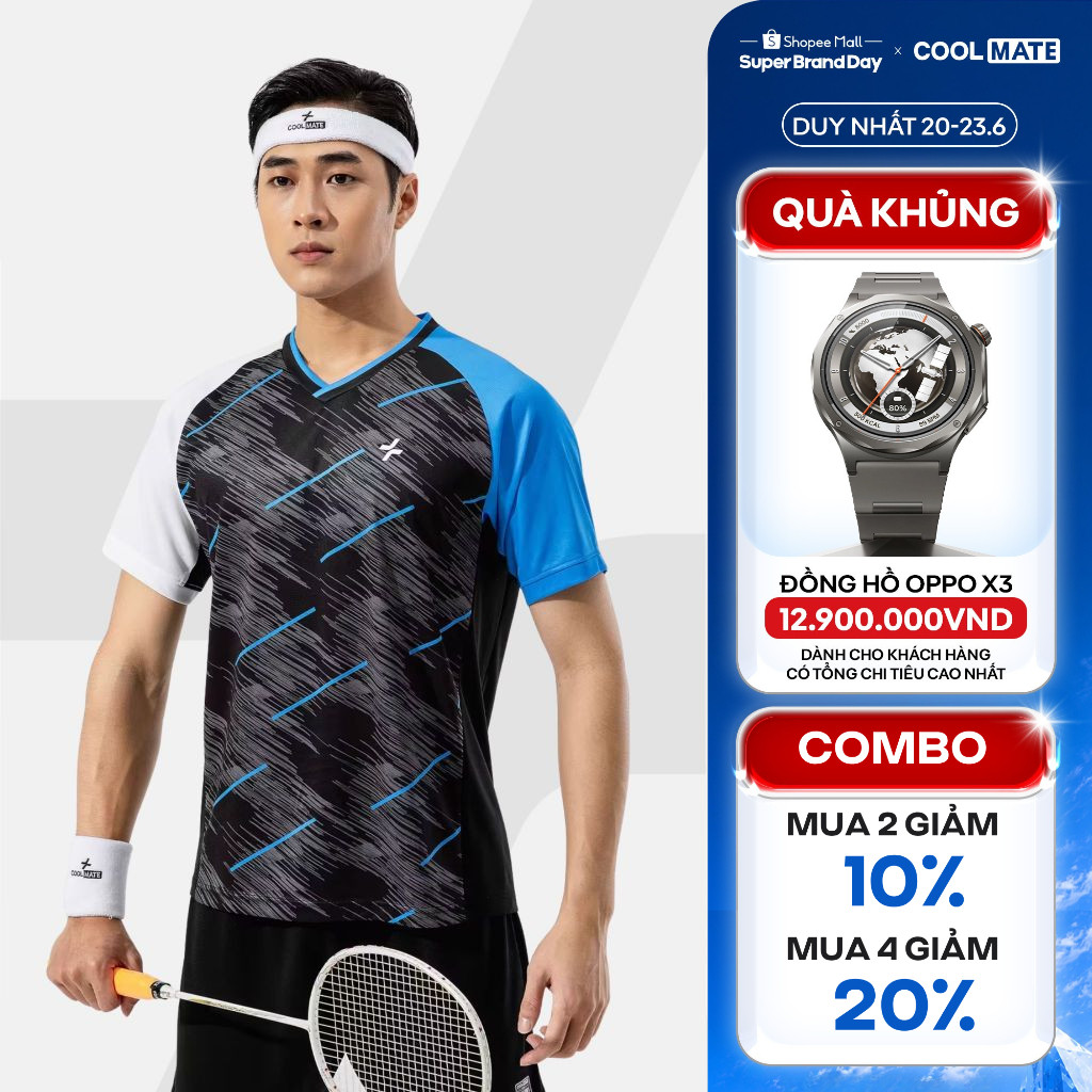 [MUA 4 GIẢM 20%]Áo thun thể thao pickleball cầu lông Racquet Sport Graphic Slash ExDry thoáng khí Coolmate