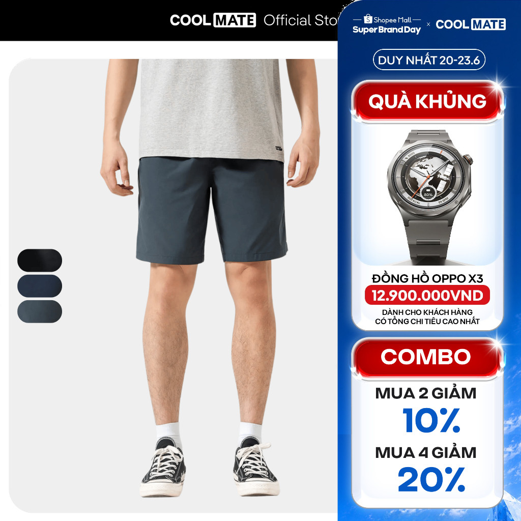 [MUA 4 GIẢM 20%]Quần thể thao nam Daily Short có khoá kéo năng động Coolmate