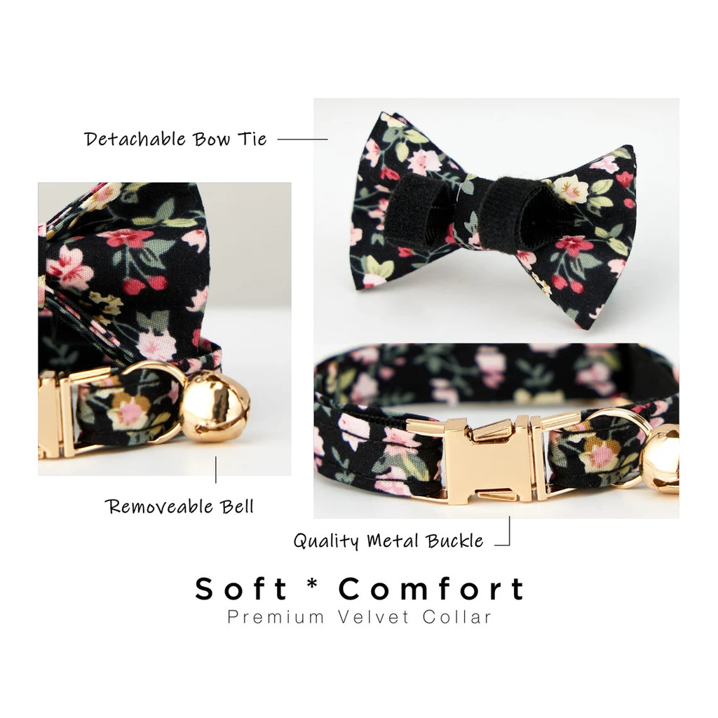 Vòng cổ mèo hoa đầy màu sắc dễ thương, Bộ dây buộc nơ cổ mèo được cá nhân hóa, Vòng cổ mèo tùy chỉnh có khắc tên, Thẻ tên thú cưng khắc