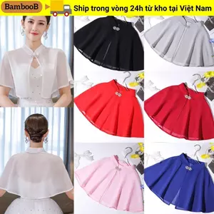 BAMBOOB Khăn choàng voan thanh lịch Áo choàng cưới Áo choàng mềm Phụ kiện đám cưới Buổi tối Prom Cape