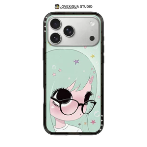 Cô Gái Với Đầu Xanh Rainbow Star Kẹp Tóc Từ Tính Ốp lưng IPhone 17Pro Max 17 Air 15 14 13 16 Plus Ốp Lưng Chống Sốc Bảo Vệ Mặt Sau
