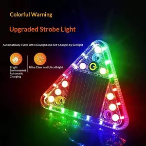Đèn LED Cảnh Báo Năng Lượng Mặt Trời Chống Va Chạm Tru Đuôi Nhấp Nháy Công Tắc Cảm Ứng Không Dây Nhấp Nháy Tam Giác Đèn Đuôi