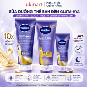 Serum Dưỡng Thể Vaseline Healthy Bright Gluta-Hya Serum Burst Lotion Overnight Radiance Repair 300ml
