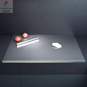 Bảng cắt thép không gỉ GILL, Bảng cắt chống trượt hình chữ nhật, có mặt bàn nhà bếp bằng thép không gỉ