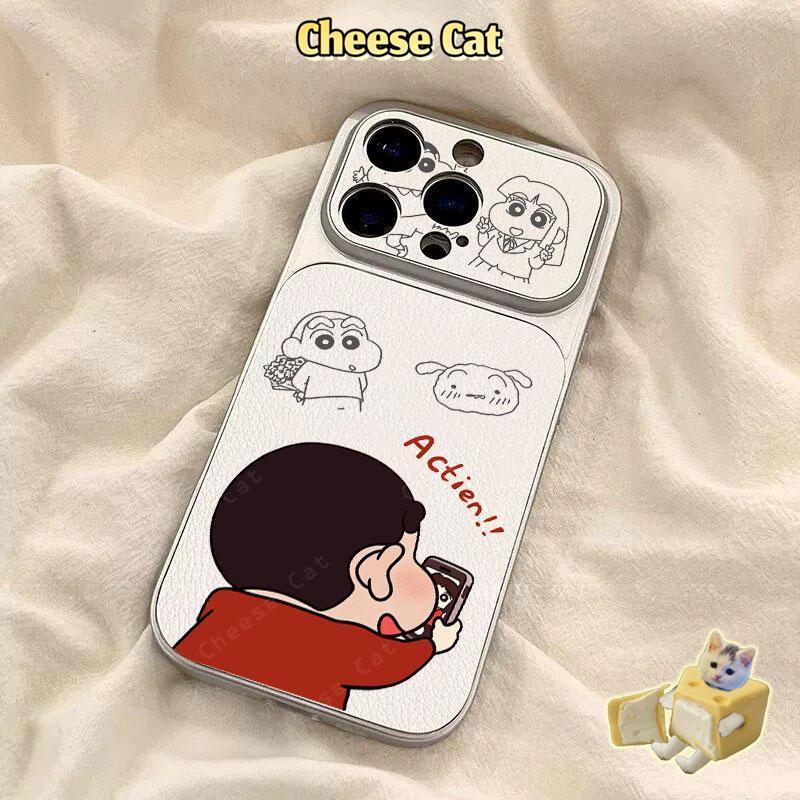 Ốp điện thoại hoạt hình cặp đôi chụp ảnh cho iPhone 13 14 15 Plus 16 17 Pro Max XR Xs Max 11 12 Pro Da bảo vệ
