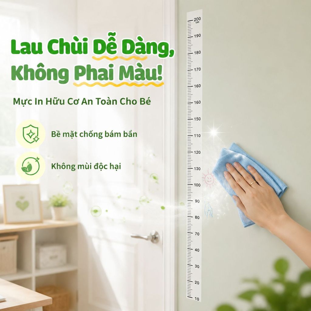 🔥Giá sốc🔥Dễ gỡ decal đo cao | Trong suốt sticker đo cao |Cho bé thước đo cao | decal trẻ | miếng 2m | sticker suốt