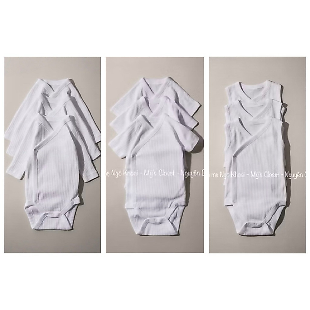 [MD01] ZA.RA body cài vạt chéo trắng trơn chất liệu thun cotton mềm mại cho bé sơ sinh