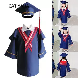 CATIYAHA 2 Cái / bộ Áo choàng tốt nghiệp cho trẻ em, Mẫu giáo có mũ tua rua Đồng phục đi học trẻ em, Chúc mừng tốt nghiệp Danh dự tốt nghiệp Áo choàng tốt nghiệp mẫu giáo dáng rộng