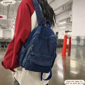 Ba lô CPINCP, Túi đi học Denim giặt cổ điển, Quà tặng Túi du lịch dung tích lớn thoáng khí hoạt hình