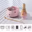 MAKY 2 / 4 / 5 Bộ Matcha Gốm Decal Trái Tim, Bộ Matcha Dễ Thương Bao Gồm Bát Matcha, Thìa Và Giá Đỡ, Muỗng Tre, Sifter VN