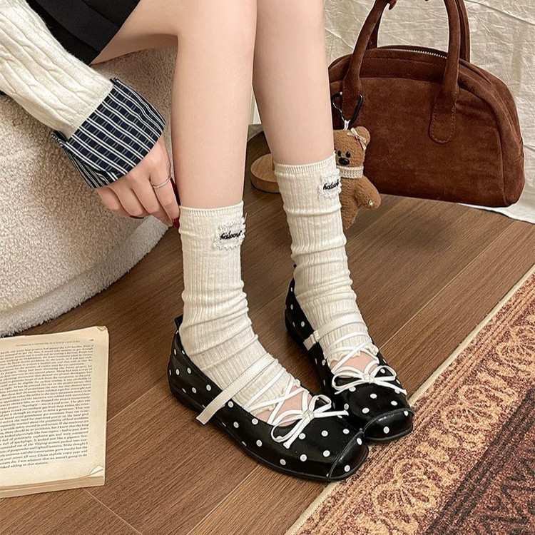Tính Khí Pháp Retro Chấm Bi Bên Trong Tăng Chiều Cao Mary Jane Giày Mùa Hè Phong Cách Mới Thoải Mái Mặc Bên Ngoài Chống Trơn Trượt Chống Mài Mòn Một Chân Nông Miệng Nhà Máy Giá Bán Buôn