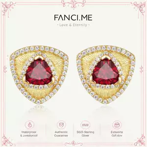 Bông tai bạc họa tiết FANCIME Trinity được tạo thành Ruby