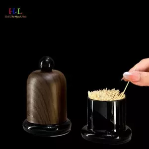 Giá đỡ đánh răng màu quả óc chó giả HL có đầu bóng trang trí cao cấp cho phòng khách & nhà bếp, LMWU di động