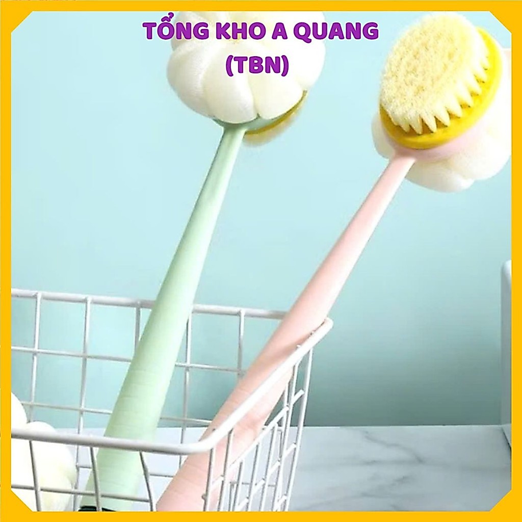 CÂY BÔNG TẮM 2 MẶT TẠO BỌT - Cây Cọ Tắm 2 Đầu Mẫu Cute, Cọ Chà Lưng kèm bông tắm 2 mặt Vệ Sinh Cơ Thể Mềm Mại Cao Cấp