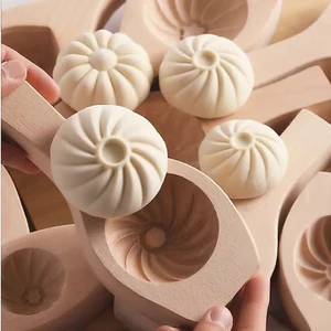 Khuôn bánh ngọt bằng gỗ nguyên khối 3 kích cỡ cho bánh bao / món tráng miệng | Dụng cụ nhà bếp thân thiện với môi trường với bề mặt nhẵn, dễ dàng làm sạch & thiết kế chống dính