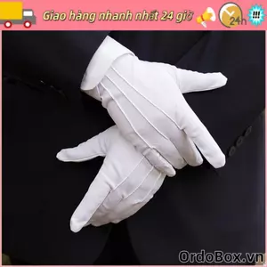 ORDOBOX Găng tay bông trang trọng, Găng tay bông trắng mềm mỏng, Găng tay đen trắng nghi thức Đồng phục bồi bàn cảnh sát Găng tay lái xe