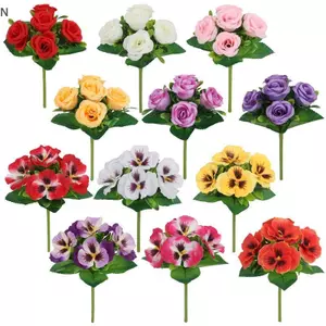 NS Nhân Tạo Thực Tế Lụa Pansy Hoa Bó Hoa Mô Phỏng Hoa Hồng DIY Sắp Xếp Hoa Cưới Bàn Văn Phòng Trang Trí Nhà NS