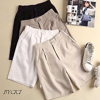 Combo quần đùi đũi khoá thật chất kaki - quần đùi nữ ống rộng mùa hè siêu mát thanh tâm boutique