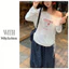 Milyfashion Phiên Bản Hàn Quốc Dễ Thương KT In Hình Áo Thun Ren Khâu Đeo Vai Mùa Hè Phong Cách Mới Kem Chống Nắng Lười Top 8TSB