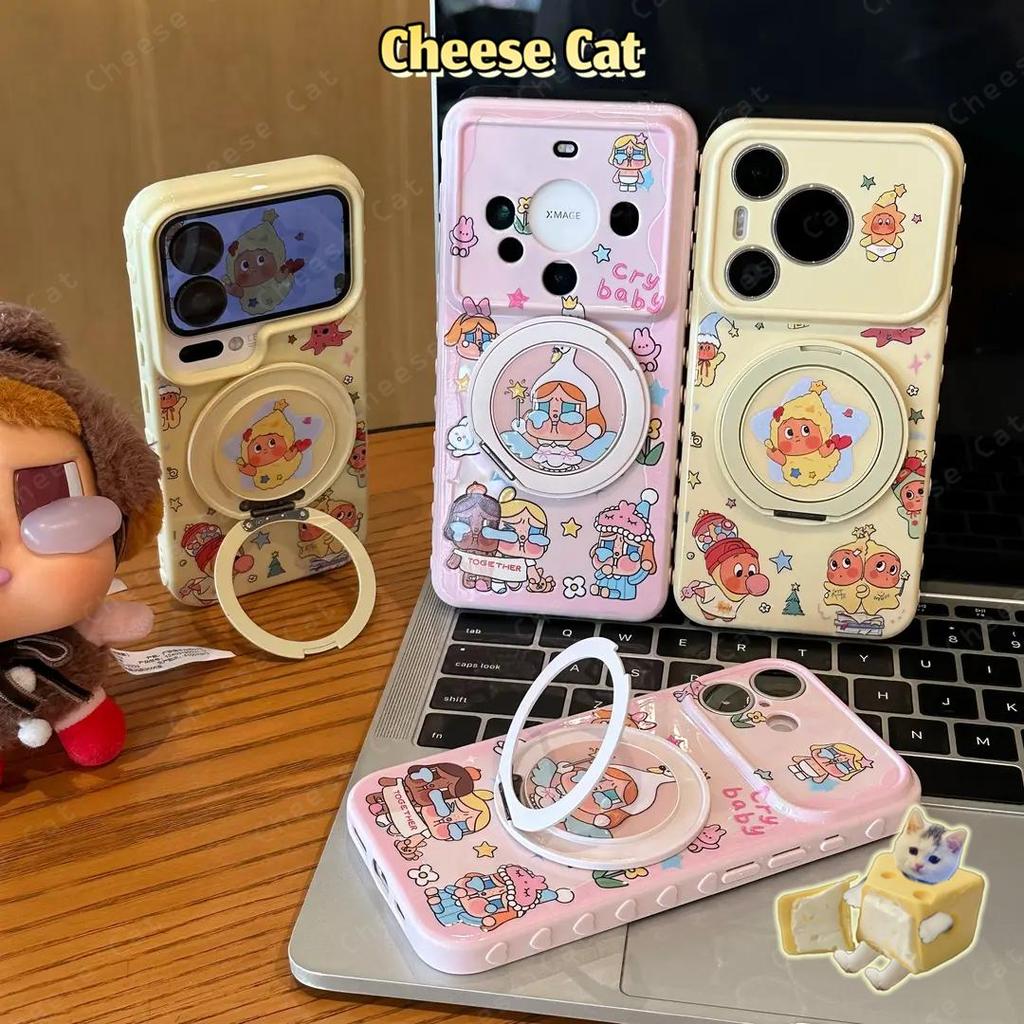 cho Crying Bae Ốp điện thoại giá đỡ kim loại xoay búp bê dễ thương cho iPhone 13 12 11 14 15 Plus 16 17 Pro Max 17 Air