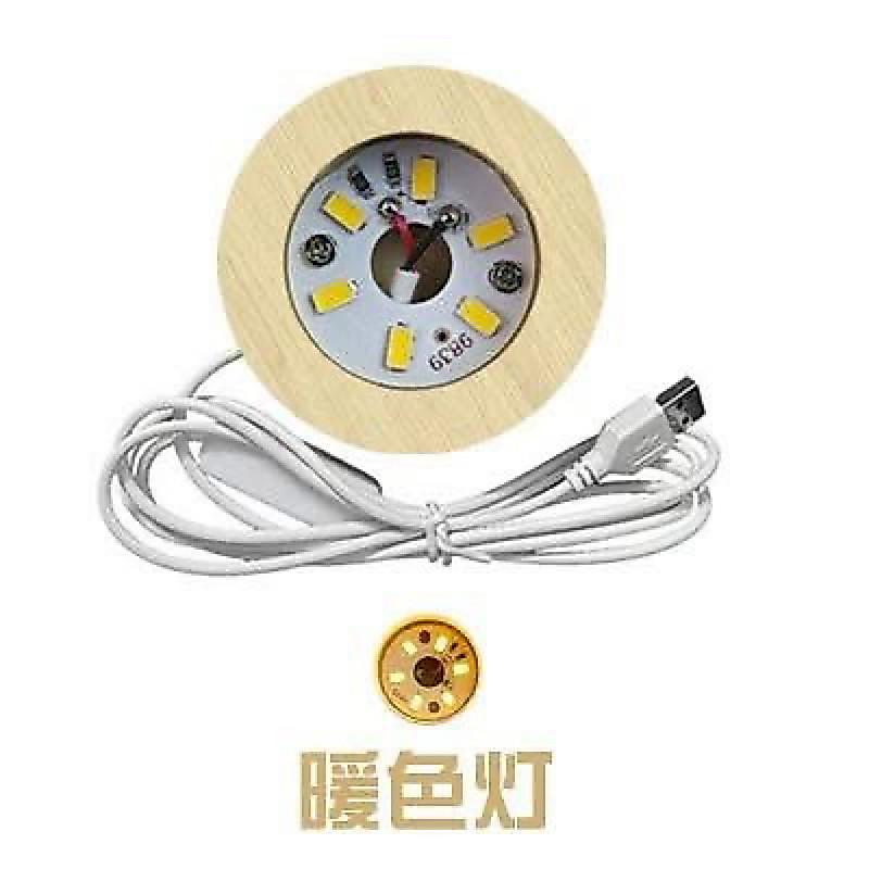 Đế đèn led tròn KT 6cm ánh sáng vàng ấm áp làm đèn ngủ handmade, đèn decor trang trí